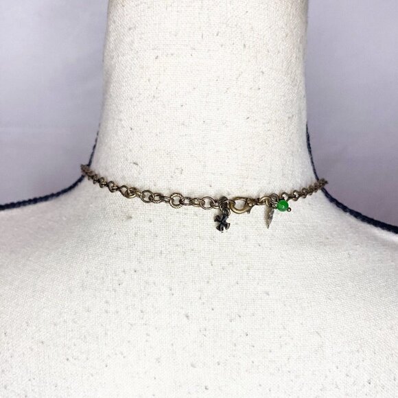 Lucky Brand Floral Chocker Necklace Gold Tone 18” - Picture 4 of 4